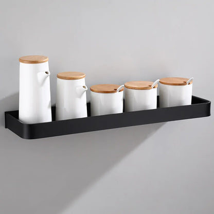 DecorBites™ Black Aluminum Bathroom Corner Shelf Wall Mounted Storage Holder