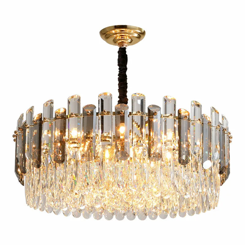 DecorBites™ Gray/Clear Crystal K9 LED Pendant Lamp for Modern Luxury Living Room