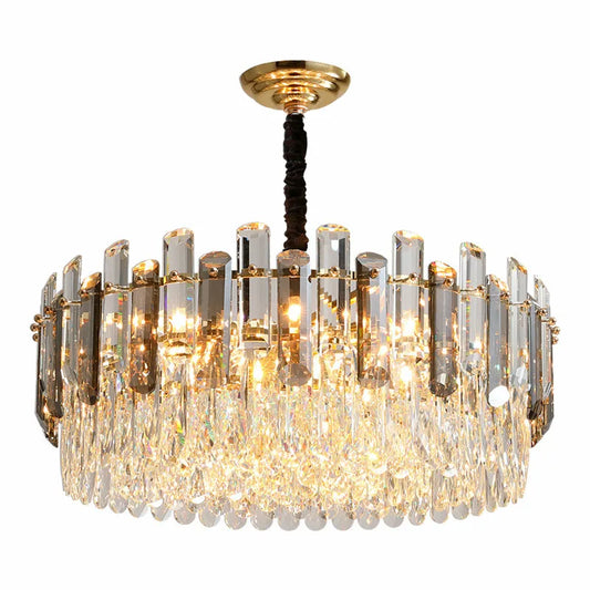 DecorBites™ Gray/Clear Crystal K9 LED Pendant Lamp for Modern Luxury Living Room
