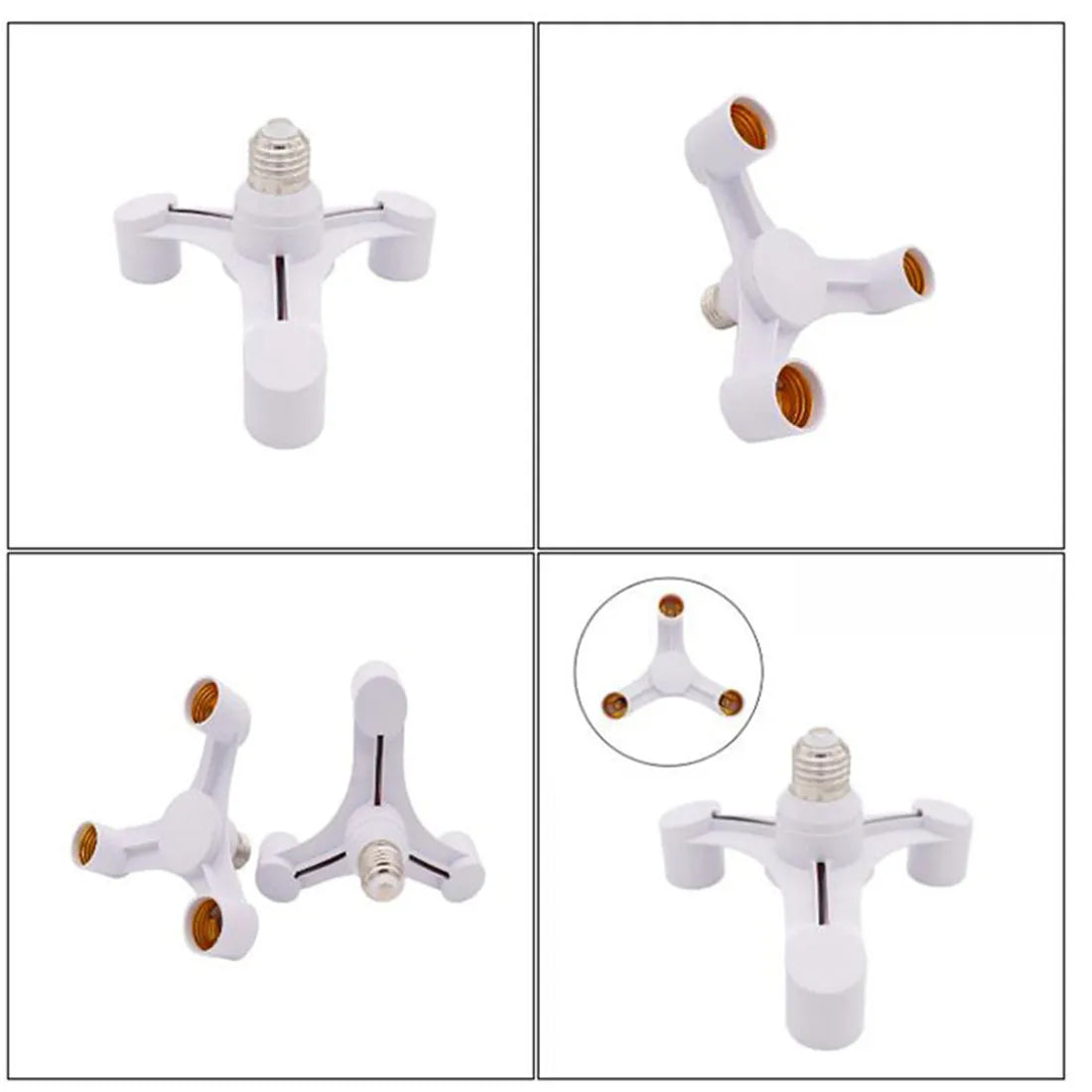 DecorBites™ 3-in-1 White E27 Lamp Holder Converter Pack - Set of 2