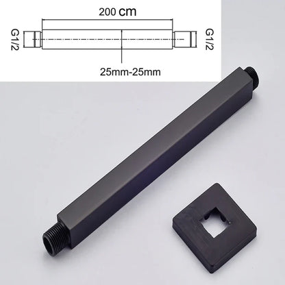 DecorBites™ 12" Matte Black Rainfall Shower Head Set with Shower Arm