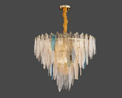 DecorBites™ LED Glass Metal Leaf Chandelier: Luxury Postmodern Lighting for Home Decor, Bedroom, Living Room