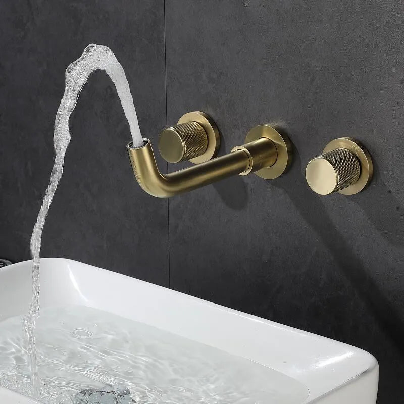 Bathroom Faucet Brushed Gold Wall Mount