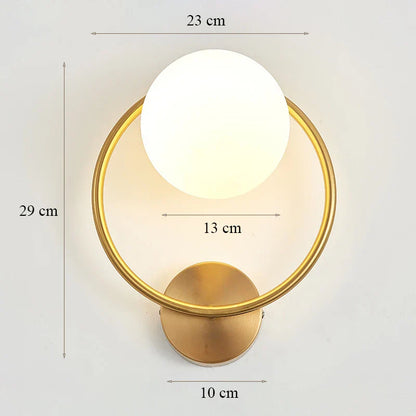 DecorBites™ Glass Shade Gold Wall Lamp for Bedroom Loft Design, Up Down Iron LED Wall Lights