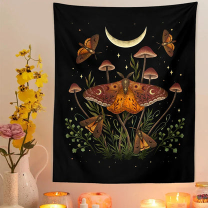 Nordic Boho Psychedelic Butterfly Tapestry for Witchcraft Tarot Wall Art by Decobites