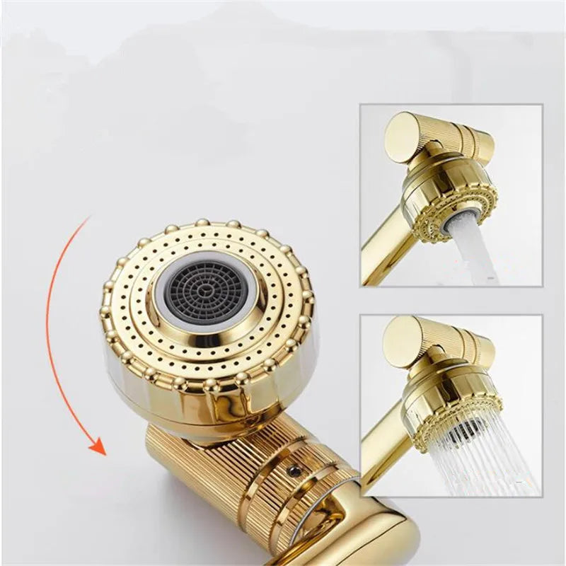 Decorbites™ Gold- und Schwarzes Badezimmer-Wasserhahn mit Heiß-Kalt-Wasser-Mischer – Deckenmontiert