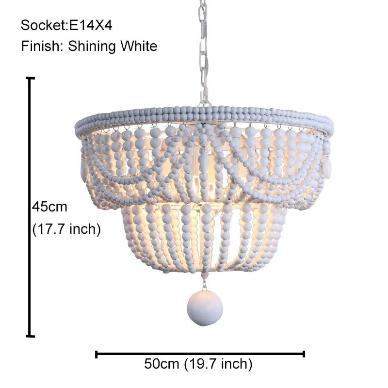 ثريا ديكوربايتس™ الخشبية السوداء المُعلّقة بالخرز - إضاءة نورديك عتيقة للمدخل، وغرفة الطعام، وغرفة النوم