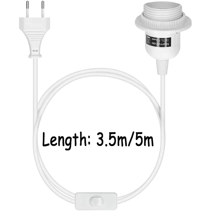 DecorBites™ LED Pendant Light Fixture with E27 Lamp Base Holder and Switch