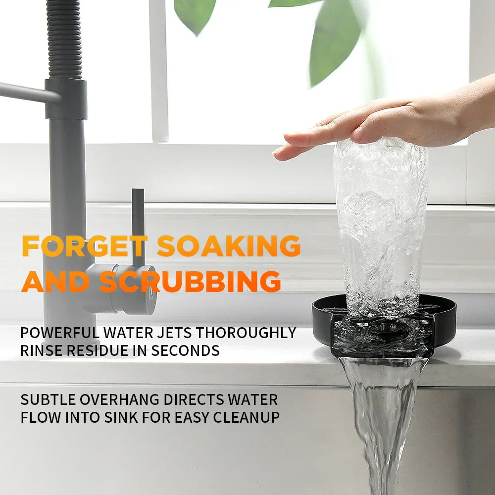 DecorBites™ Glass Rinser: Automatic Cup Washer for Home Sink, Coffee Bar, Kitchen Accessories