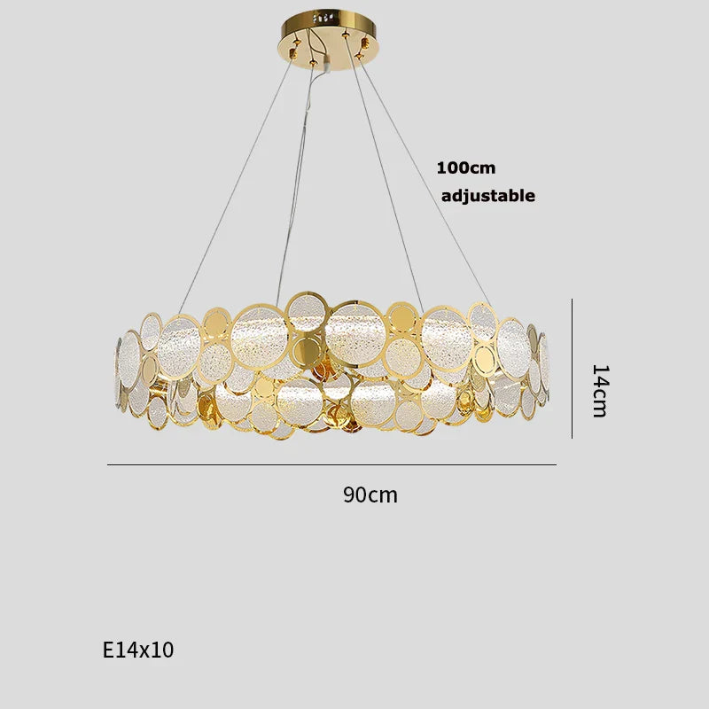 DecorBites™ Gold Iron Glass Chandelier Lighting for Dinning Room
