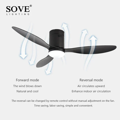 DecorBites™ Low Floor Modern LED Ceiling Fan with Remote Control, Quiet Operation
