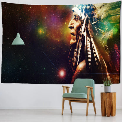 Decobites Indian Head Psychedelic Tapestry Wall Hanging for Bohemian Living Room