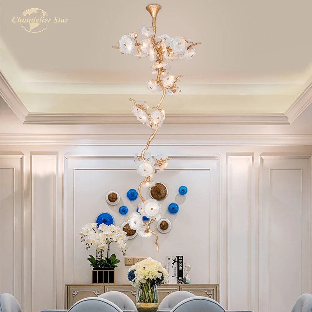 DecorBites™ Branch Glass Chandelier LED Lights for Living Room Dining Staircase Villa