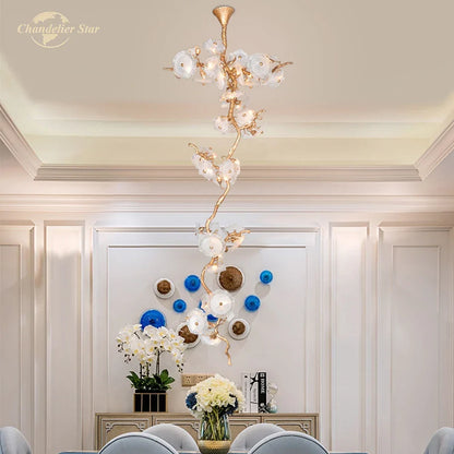 DecorBites™ Branch Glass Chandelier LED Lights for Living Room Dining Staircase Villa