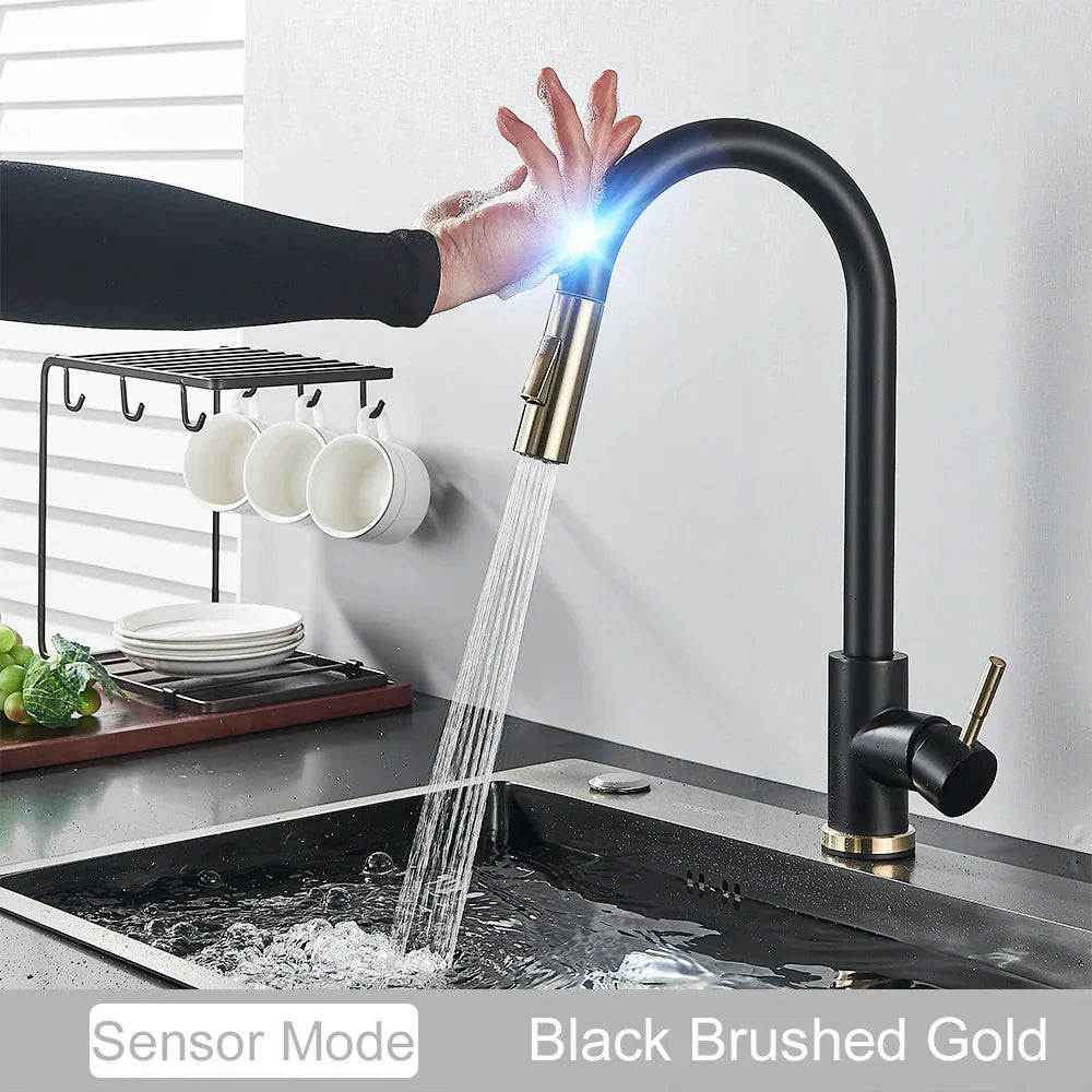 Grifo de Oro Decorbites™ con Control de Sensor Táctil para una Experiencia de Mezclador Sensible