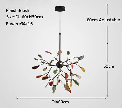 DecorBites™ Agate Branch Chandelier - Nordic Glass LED Globe for Bedroom, Kitchen, Dining Room
