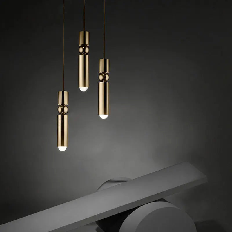 DecorBites™ Goldene Zylinderrohr-LED-Pendelleuchte – Modernes nordisches Design