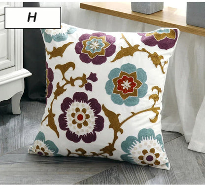 DecorBites™ Ethnic Style Canvas Embroidery Pillow Cover 45x45cm