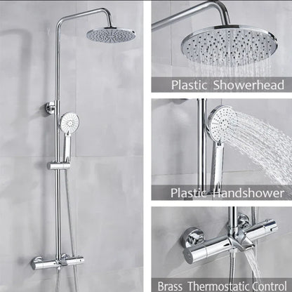 DecorBites™ Black Shower Faucet Set with Thermostatic Control and 8" Rainfall Head
