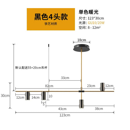 DecorBites™ Designer Black Long Chandelier Lights for Modern Minimalist Dining Room