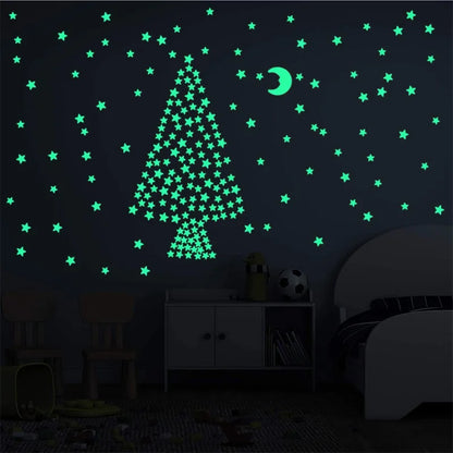 Pegatinas de pared de estrellas 3D que brillan en la oscuridad de DecorBites™ – Decoración luminosa fluorescente para el hogar