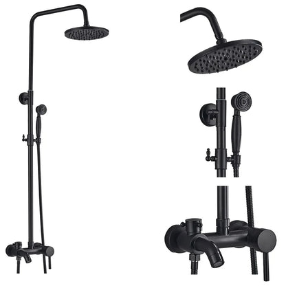 DecorBites™ Black Brass Bath Shower Faucet Set with Handshower and Tub Spout