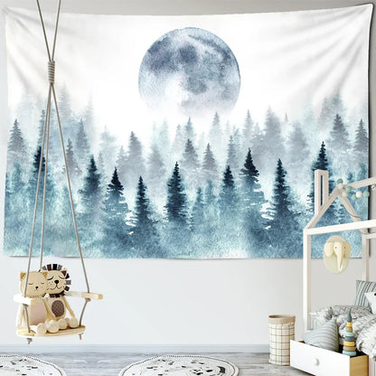 Decobites Foggy Forest Tree Tapestry Living Room Decor