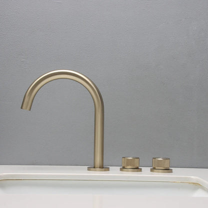 DecorBites™ Black & Brushed Gold Basin Faucets: Total Brass 3-Hole Waterfall Sink Faucet