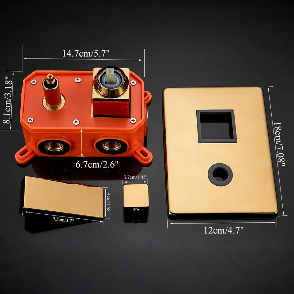 DecorBites™ Gold Rainfall Shower Head Massage System Wall Mounted Bath Mixer Tap