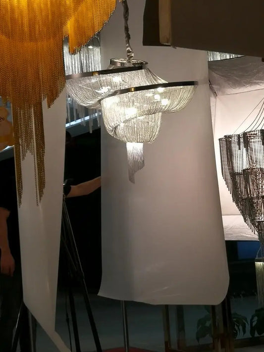 DecorBites™ Art Deco LED Retro Vintage Aluminum Chain Chandelier Lighting Suspension