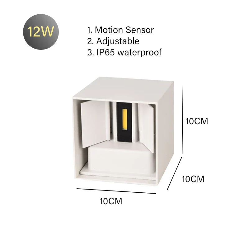 DecorBites™ 12W Outdoor/Indoor Motion Sensor LED Wall Lamp Waterproof Aluminum Sconce Light