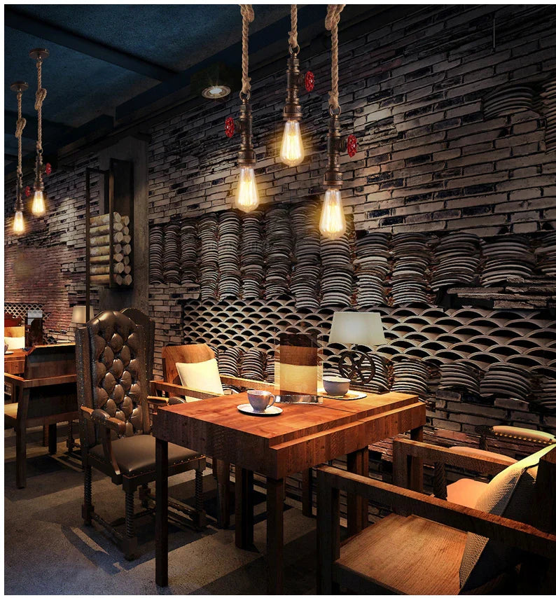 Lámpara colgante de loft retro industrial Decorbites™ con tubería de agua