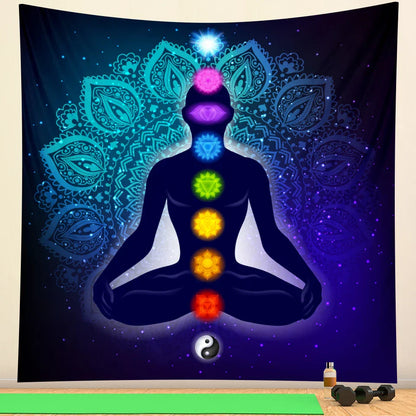 Decobites Meditation Chakra Mandala Tapestry for Bohemian Home Decor and Yoga Practice