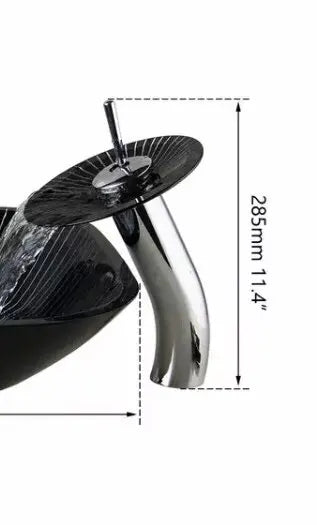 DecorBites™ Black Glass Waterfall Bathroom Sink Tap Mixer Faucet