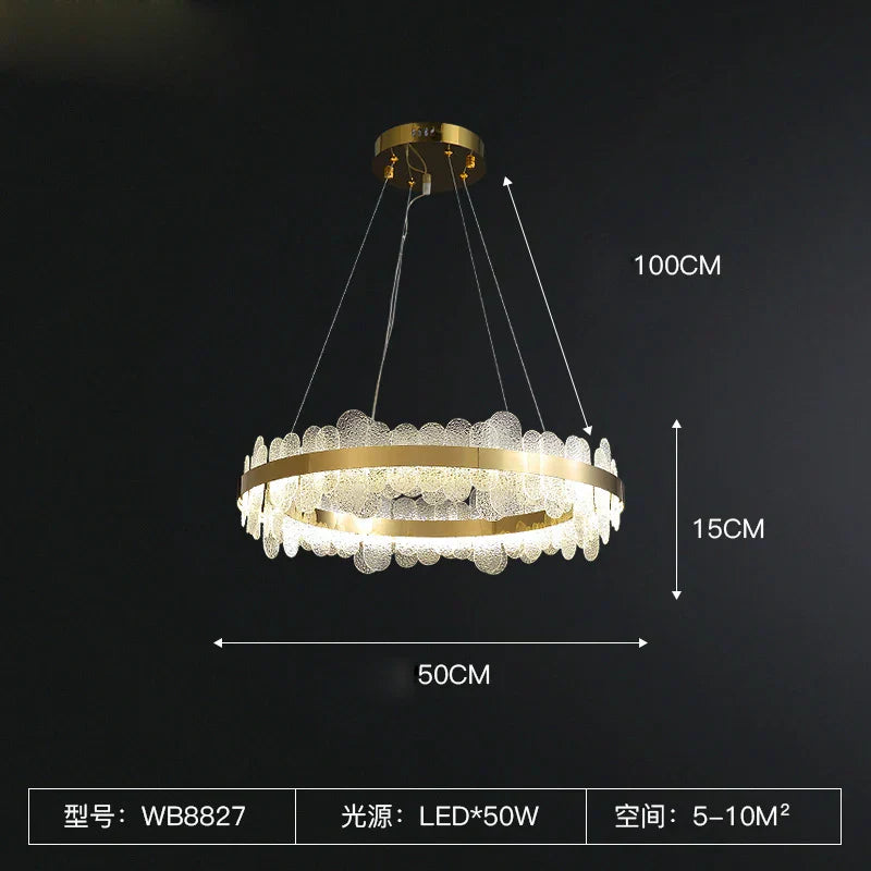 DecorBites™ Golden Stainless Steel LED Designer Chandelier for Dining Room