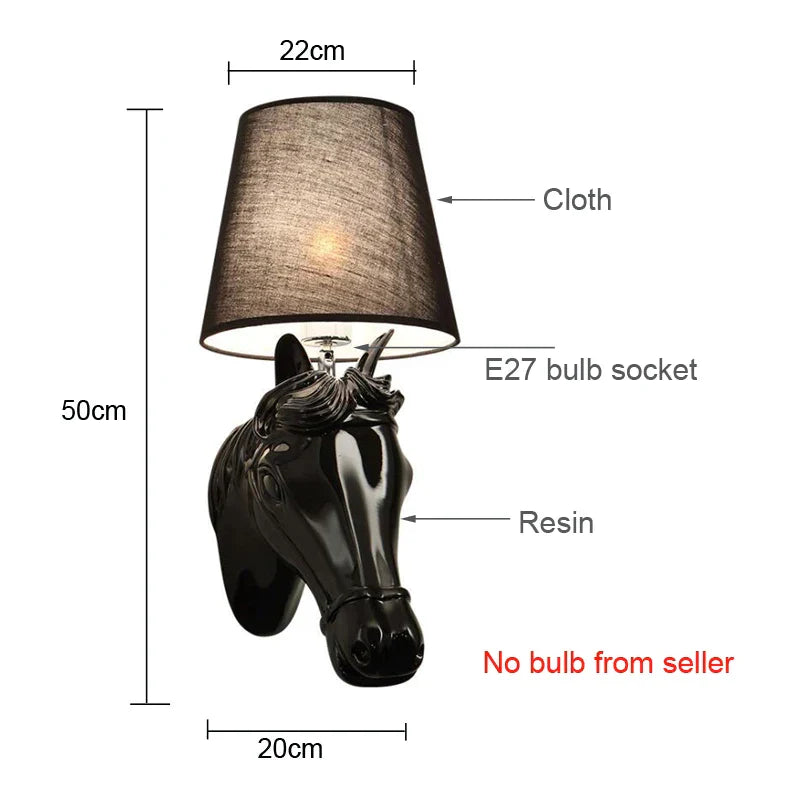 DecorBites™ Horse Wall Lamp: Retro Resin Light for Living Room, Bedroom, or Hotel Corridors