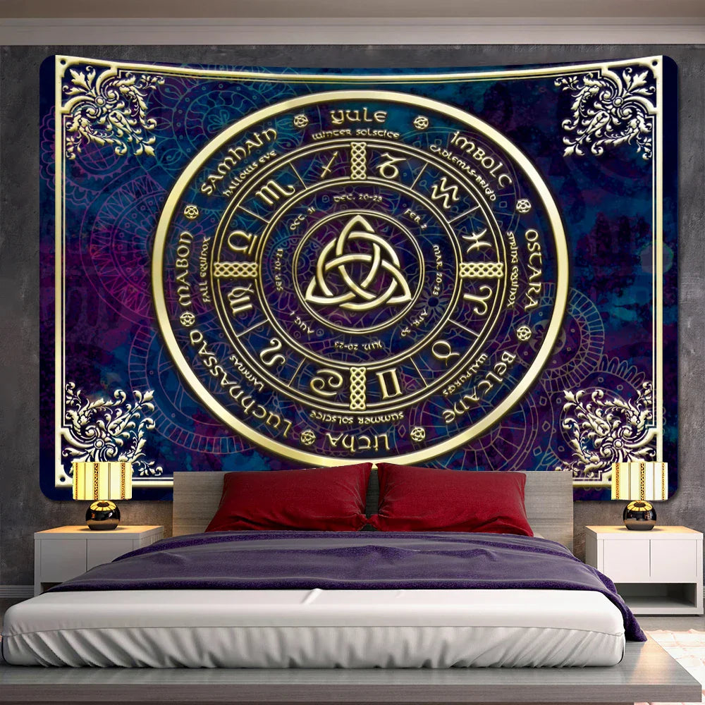 Decobites Viking Mystical Symbol Tapestry Wall Hanging for Bohemian Home Decor