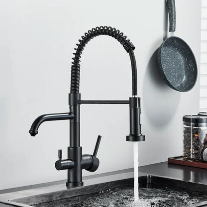 Grifo de filtro de agua de cocina de doble salida Decorbites™ con función de purificación de agua por rotación