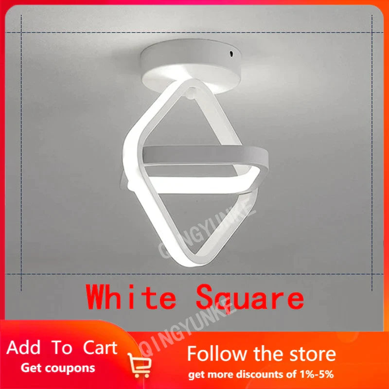 Lámpara de techo LED cuadrada negra DecorBites™: Iluminación moderna para pasillos, vestidores y balcones.