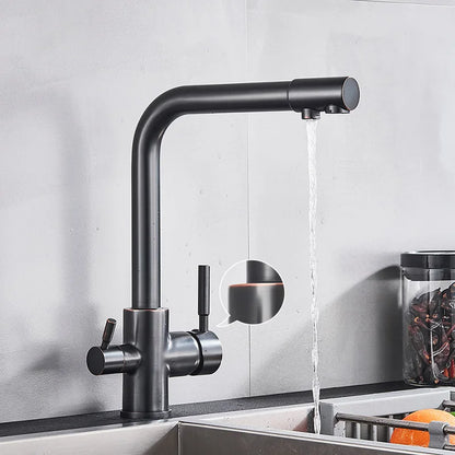 صنبور مطبخ أسود من DecorBites™ مع خاصية تنقية المياه الدوارة