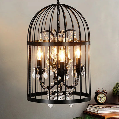 DecorBites™ Crystal Bird Cage Chandelier: Elegant Ceiling Light for Home, Restaurant, and Bar