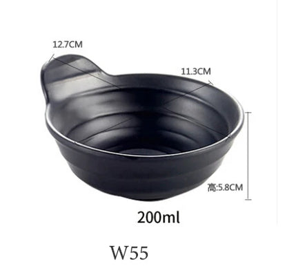 طقم أطباق وأطباق صلصة غمس بلاستيكية من الميلامين الأسود من DecorBites™ - عبوة من 4 قطع