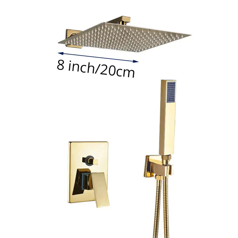 DecorBites™ Golden Rainfall Shower Faucet Set with Single Handle Brass Bath Mixers