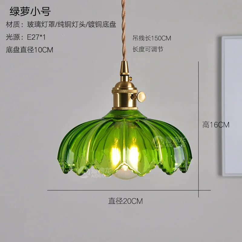 Lámpara colgante de vidrio verde Decorbites™ - Luces colgantes modernas nórdicas de cobre para dormitorio, bar, restaurante