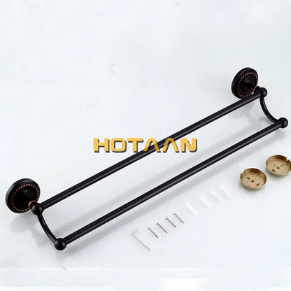 حامل مناشف مزدوج من نحاس أسود عتيق من DecorBites™، 30-60 سم - YT-12298-H