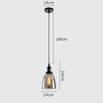 DecorBites™ Gray Glass Pendant Light for Bar Stair Dining Room E27 Edison Lamp Lighting