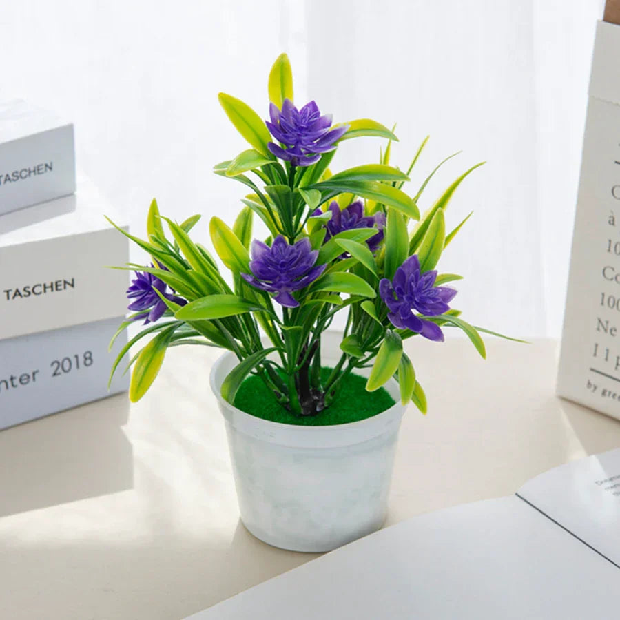 DecorBites™ Artificial Flowers Bonsai Vase Mini Potted Home Decor Wedding DIY Flowerpot