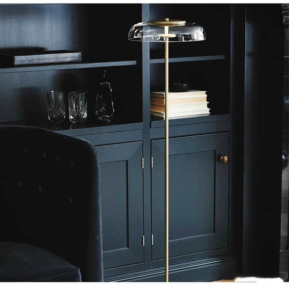 DecorBites™ Circular Glass Lampshade Floor Lamp for Living Room Office LED Lights