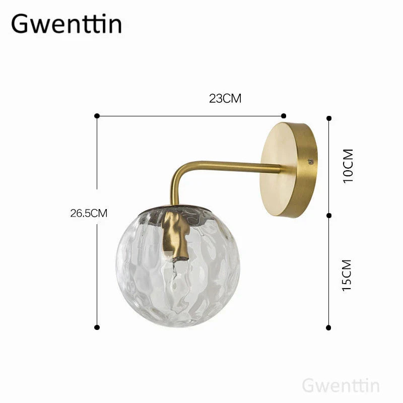 Lámpara de pared con bola de vidrio dorado Decorbites™ | Aplique de espejo nórdico para iluminación interior