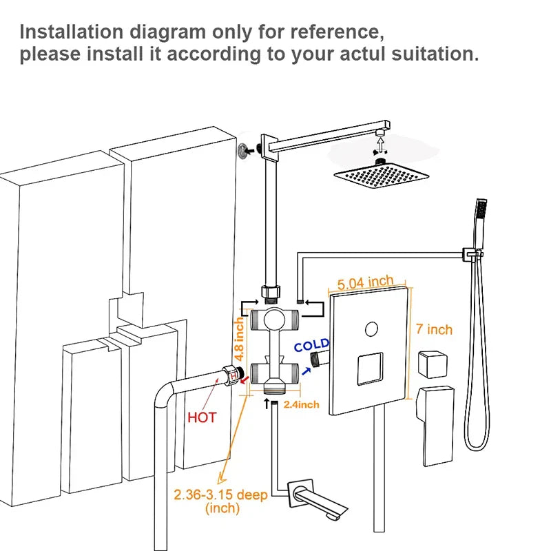 DecorBites™ Golden Rainfall Shower Faucet Set with Single Handle Brass Bath Mixers
